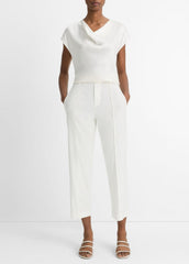 Silk Cowl-Neck Blouse in Short Sleeve | VINCE Women