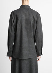 Italian Jaspe Relaxed Button-Front Shirt in Long Sleeve | VINCE Women