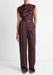 Satin Draped Cowl-Neck Top in Tank Tops | VINCE Women