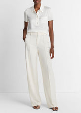 Silk Short-Sleeve Polo Shirt in Short Sleeve | VINCE Women