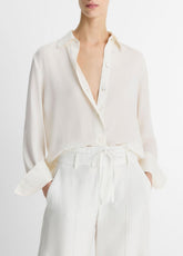 Stretch-Silk Button-Front Blouse in Long Sleeve | VINCE Women