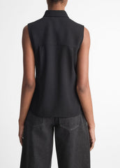 Sleeveless Button-Front Shirt in Short Sleeve | VINCE Women