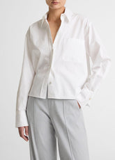 Cotton Cropped Button-Front Shirt in Long Sleeve | VINCE Women
