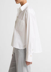 Cotton Cropped Button-Front Shirt in Long Sleeve | VINCE Women