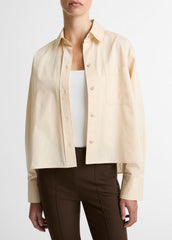 Cotton Cropped Button-Front Shirt in Long Sleeve | VINCE Women