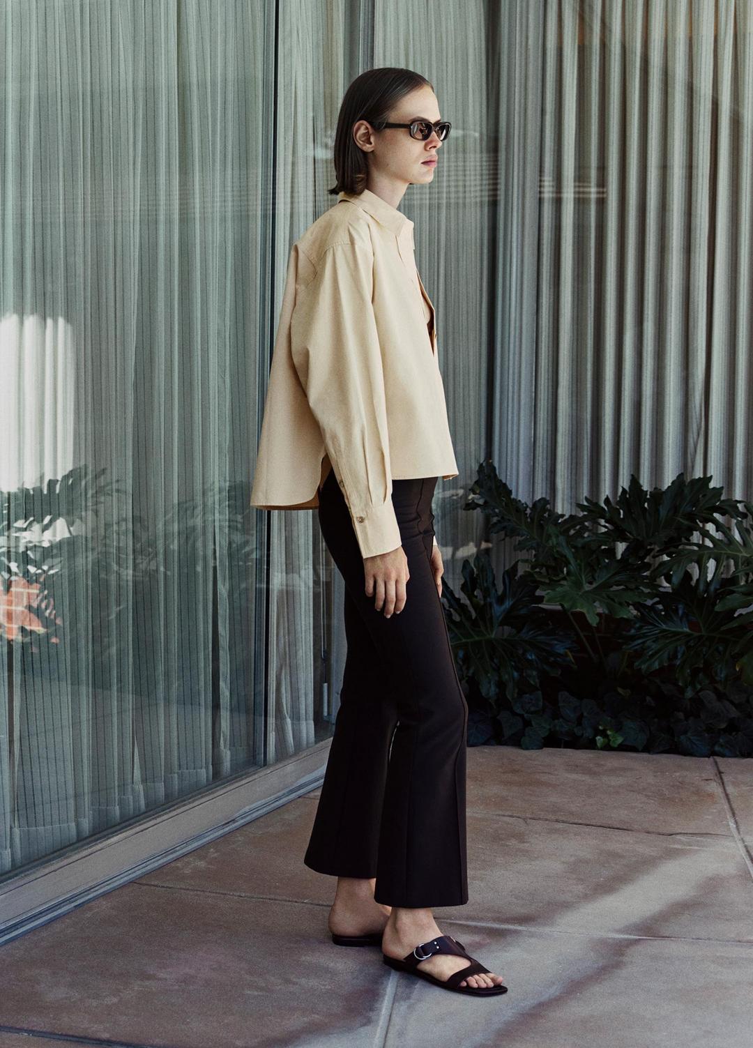 Cotton Cropped Button-Front Shirt in Long Sleeve | VINCE Women