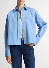 Cotton Cropped Button-Front Shirt in Long Sleeve | VINCE Women