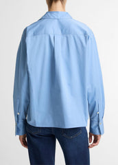 Cotton Cropped Button-Front Shirt in Long Sleeve | VINCE Women