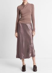Fixed Wrap Long-Sleeve Top in Long Sleeve | VINCE Women