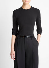Essential Pima Cotton-Blend Long-Sleeve T-Shirt in Long Sleeve | VINCE Women