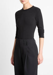 Essential Pima Cotton-Blend Long-Sleeve T-Shirt in Long Sleeve | VINCE Women
