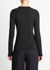 Essential Pima Cotton-Blend Long-Sleeve T-Shirt in Long Sleeve | VINCE Women