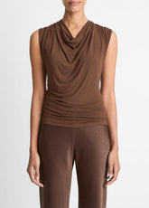 Jersey Draped Cowl-Neck Top in Tank Tops | VINCE Women