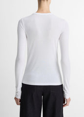 Essential Pima Cotton-Blend Long-Sleeve T-Shirt in Long Sleeve | VINCE Women