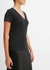 Essential Pima Cotton V-Neck T-Shirt in Short Sleeve | VINCE Women
