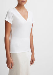 Essential Pima Cotton V-Neck T-Shirt in Short Sleeve | VINCE Women