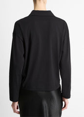 Easy Pima Cotton Long-Sleeve Polo Shirt in Long Sleeve | VINCE Women