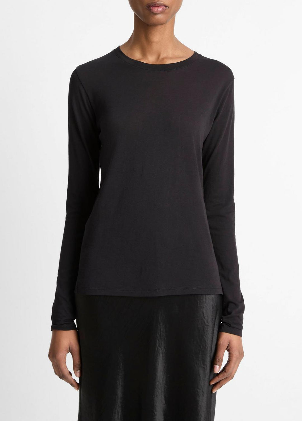 Essential Long Sleeve Crew Neck T-Shirt in Long Sleeve | VINCE Women