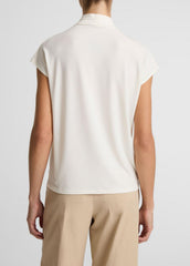 Twist-Neck Matte Jersey Cap-Sleeve Top in Short Sleeve | VINCE Women