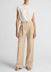 Twist-Neck Matte Jersey Cap-Sleeve Top in Short Sleeve | VINCE Women