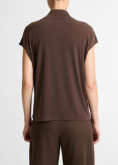 Twist-Neck Matte Jersey Cap-Sleeve Top in Short Sleeve | VINCE Women