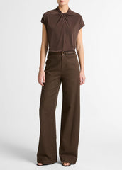 Twist-Neck Matte Jersey Cap-Sleeve Top in Short Sleeve | VINCE Women