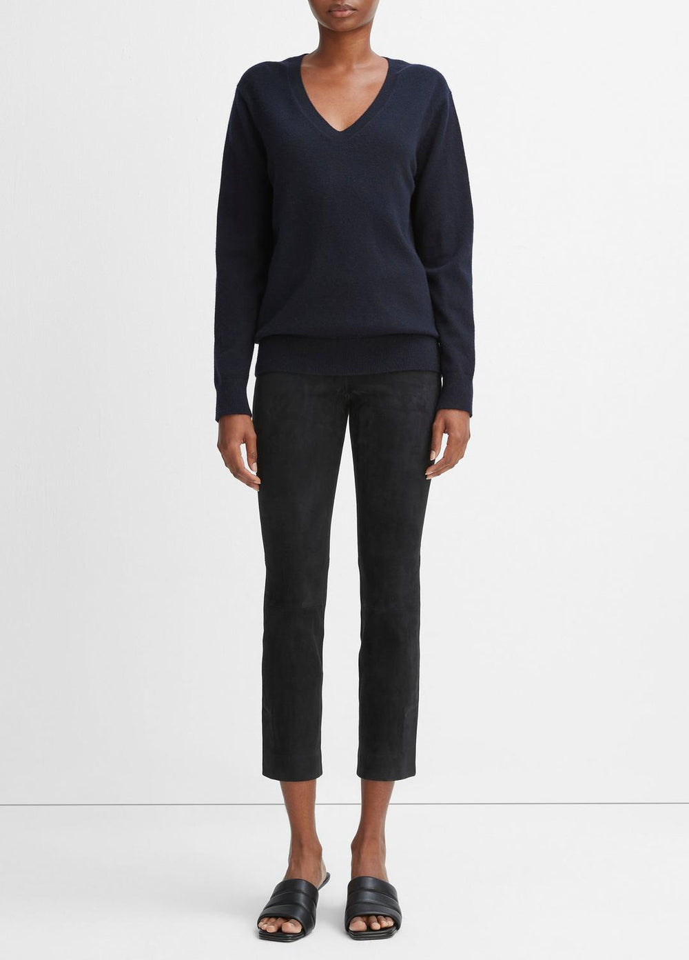 Stretch Suede Split Hem Crop Legging in Leggings | VINCE Women