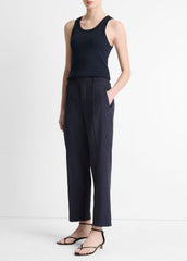 Grace Mid-Rise Linen-Blend Pull-On Pant in Trousers | VINCE Women