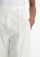Grace Mid-Rise Linen-Blend Pull-On Pant in Trousers | VINCE Women