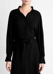 Crepe Collar-Stand Shirt Dress in Dresses | VINCE Women
