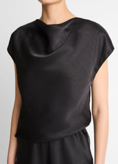 Draped Satin Cowl-Neck Dress in Dresses | VINCE Women