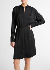 Matte Satin Band-Collar Dress in Dresses | VINCE Women