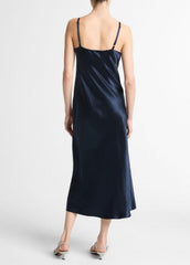 Satin V-Neck Slip Dress in Dresses | VINCE Women