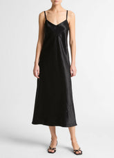 Satin V-Neck Slip Dress in Dresses | VINCE Women