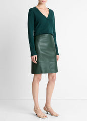 Leather Flared Knee Skirt in Skirts | VINCE Women