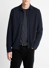 Featherweight Merino Wool-Cashmere Sweater Shirt in Long Sleeve | VINCE Men