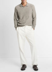 Plush Cashmere Johnny-Collar Polo in Cashmere | VINCE Men