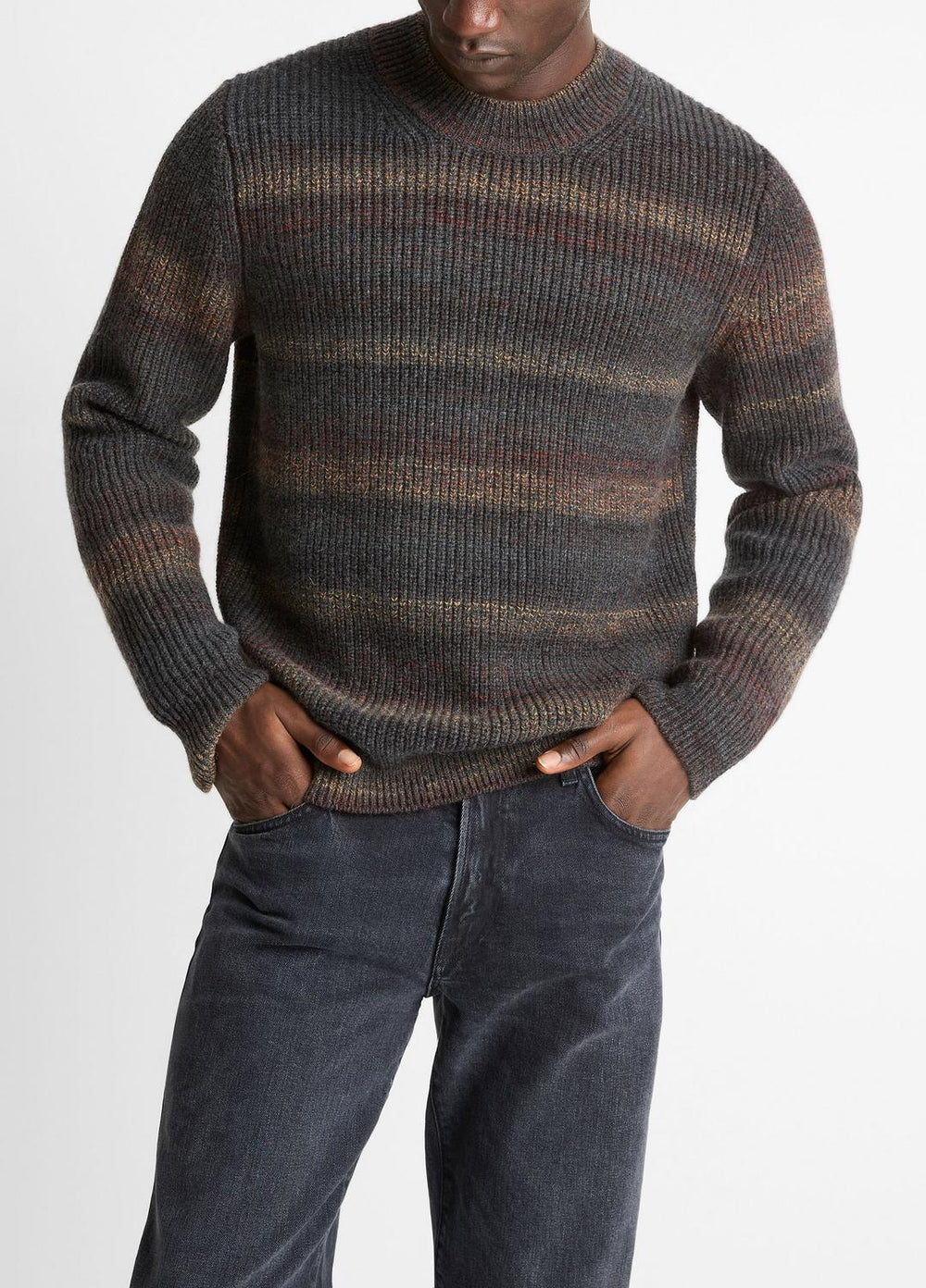 Space-Dye Shaker Wool-Blend Sweater in Crew Neck | VINCE Men