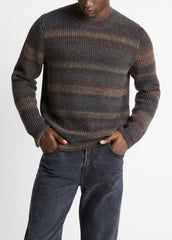 Space-Dye Shaker Wool-Blend Sweater in Crew Neck | VINCE Men