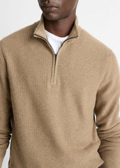 Geo-Jacquard Wool-Blend Quarter-Zip Sweater in Crew Neck | VINCE Men