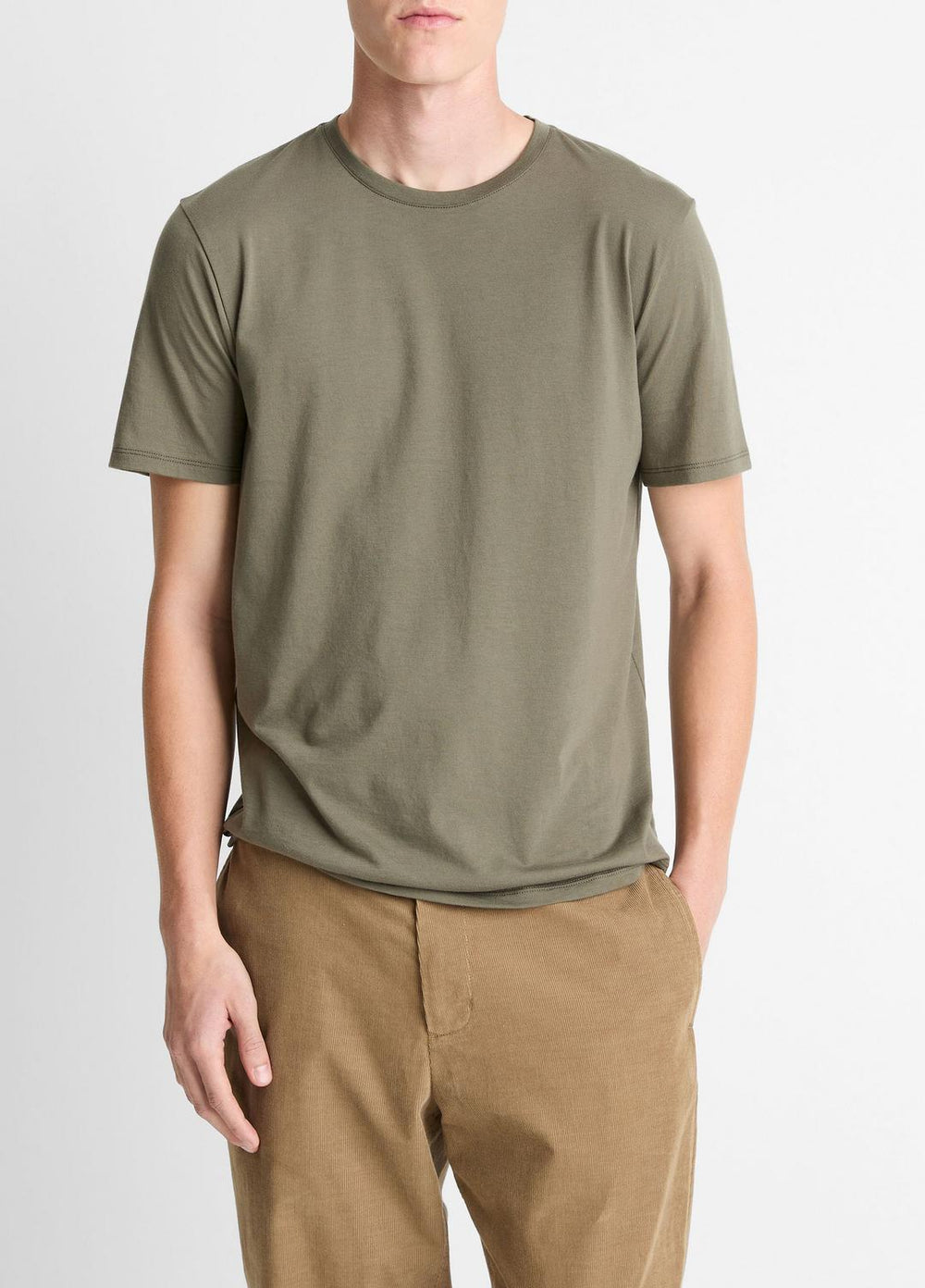 Pima Cotton Crew Neck T-Shirt in Short Sleeve | VINCE Men