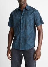 Dyed Camouflage Cotton Short-Sleeve Button-Front Shirt in Short Sleeve | VINCE Men