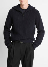 Heirloom Shaker Wool-Cashmere Quarter-Zip Sweater in Quarter Zip | VINCE Men