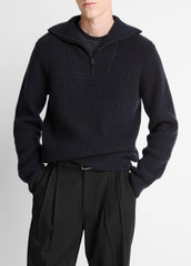 Heirloom Shaker Wool-Cashmere Quarter-Zip Sweater in Quarter Zip | VINCE Men