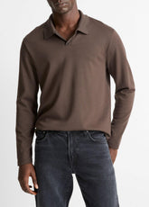 Milano Pima Cotton-Blend Johnny-Collar Shirt in Long Sleeve | VINCE Men