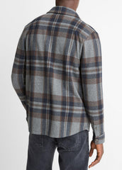 Plaid Cotton-Blend Shirt Jacket in Shirt Jackets | VINCE Men