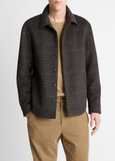 Plaid Splittable Wool-Blend Shirt Jacket in Shirt Jackets | VINCE Men