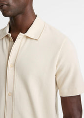 Jacquard-Knit Cotton Short-Sleeve Button-Front Shirt in Short Sleeve | VINCE Men