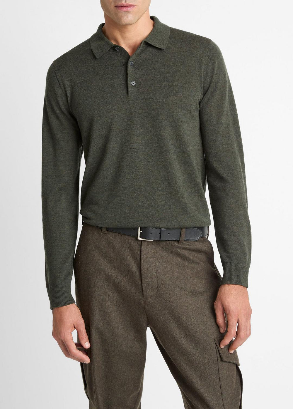 Wool Polo Sweater in Sweaters | VINCE Men