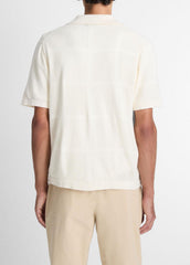 Patchwork Pointelle Short-Sleeve Shirt in Short Sleeve | VINCE Men
